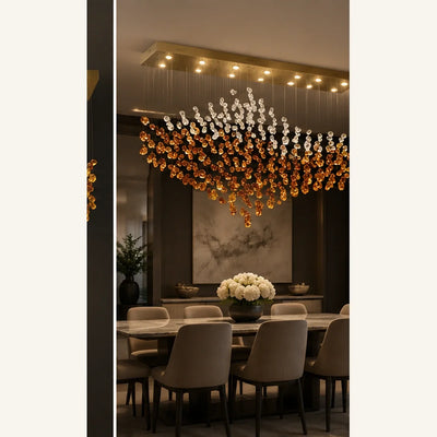 Bliss & Birch Amber Clear Crystal Wave Linear Chandelier