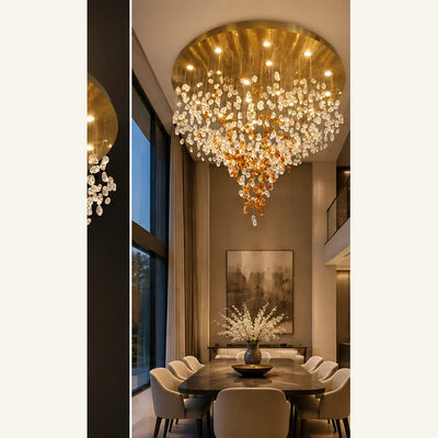 Bliss & Birch Amber Clear Glass Cascade Chandelier