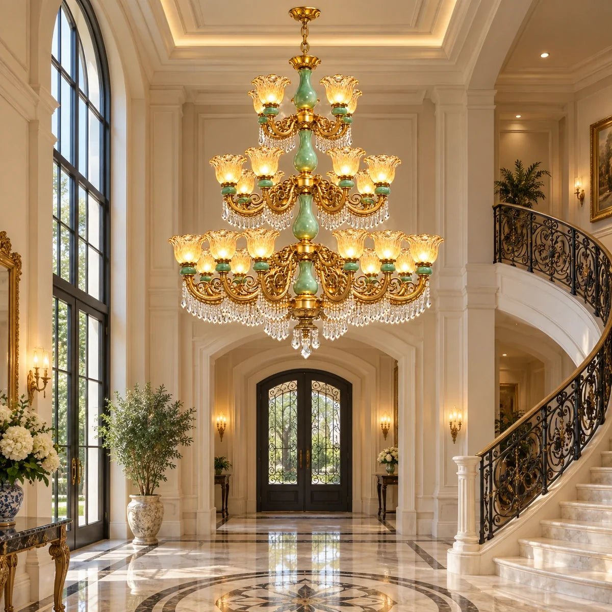 Bliss & Birch Grand Three-Tier Crystal Chandelier