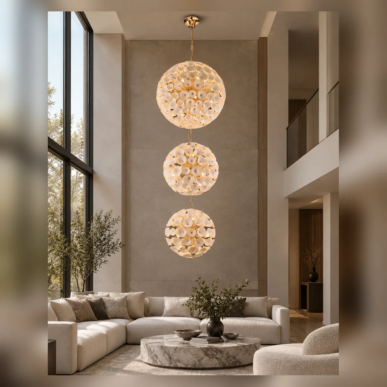 Bliss & Birch Three-Tier Ceramic Flower Chandelier