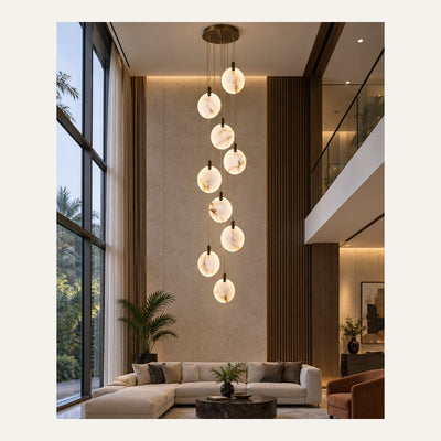 Bliss & Birch Cascading Round Marble Disc Chandelier