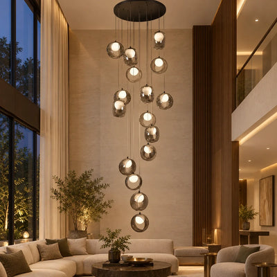 Bliss & Birch Cascading Smoke Glass Globe Chandelier