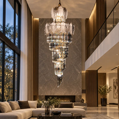 Bliss & Birch Tiered Smoked Glass Crystal Chandelier
