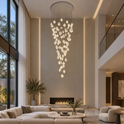 Bliss & Birch Cascading White Petal Double-Height Chandelier