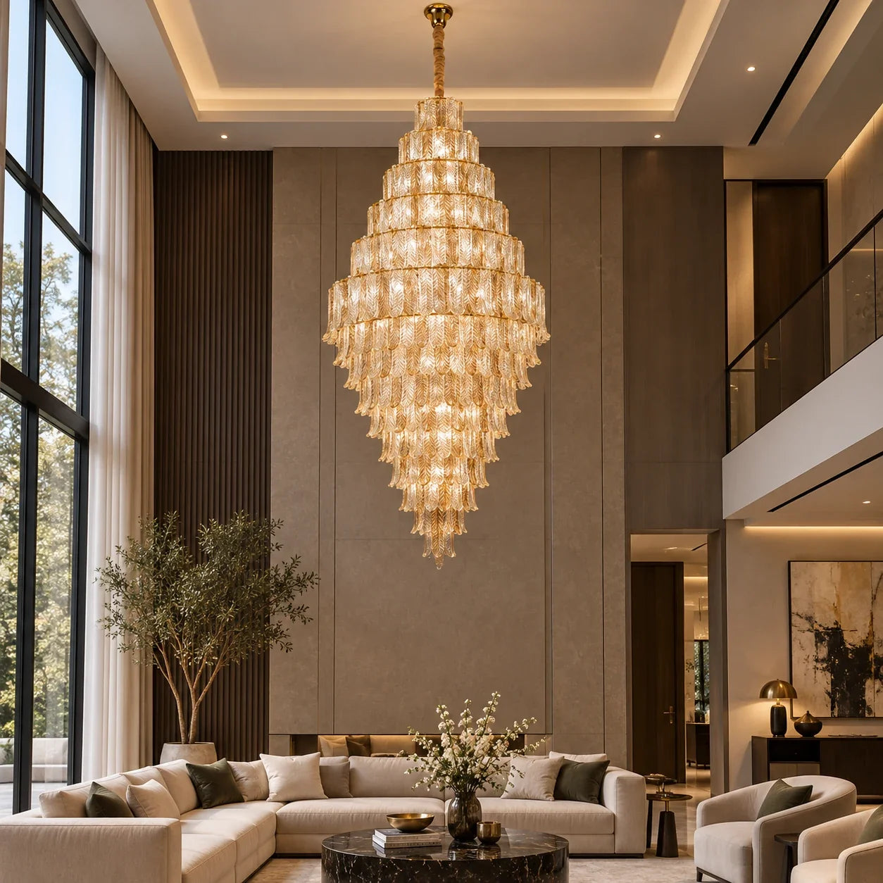 Bliss & Birch Tiered Ribbed Glass Cascade Chandelier