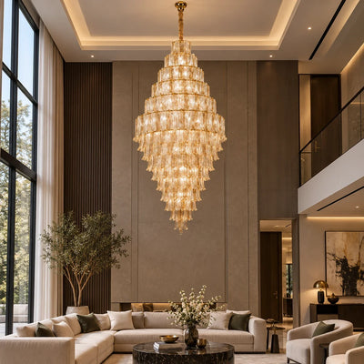 Bliss & Birch Tiered Ribbed Glass Cascade Chandelier