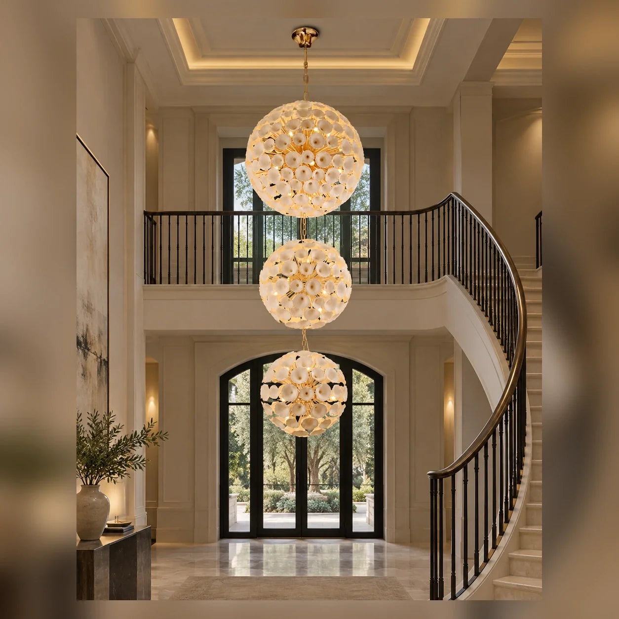 Bliss & Birch Three-Tier Ceramic Flower Chandelier