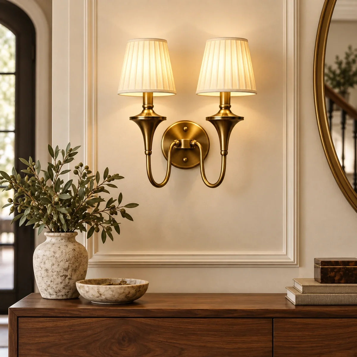 Bliss & Birch Double Arm Tapered Shade Wall Sconce