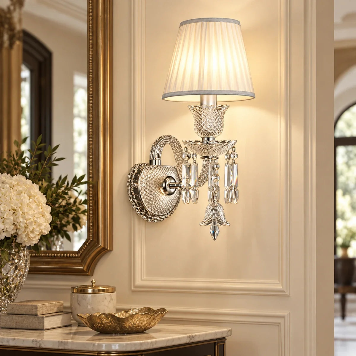 Bliss & Birch Crystal Accent Single-Shade Wall Sconce