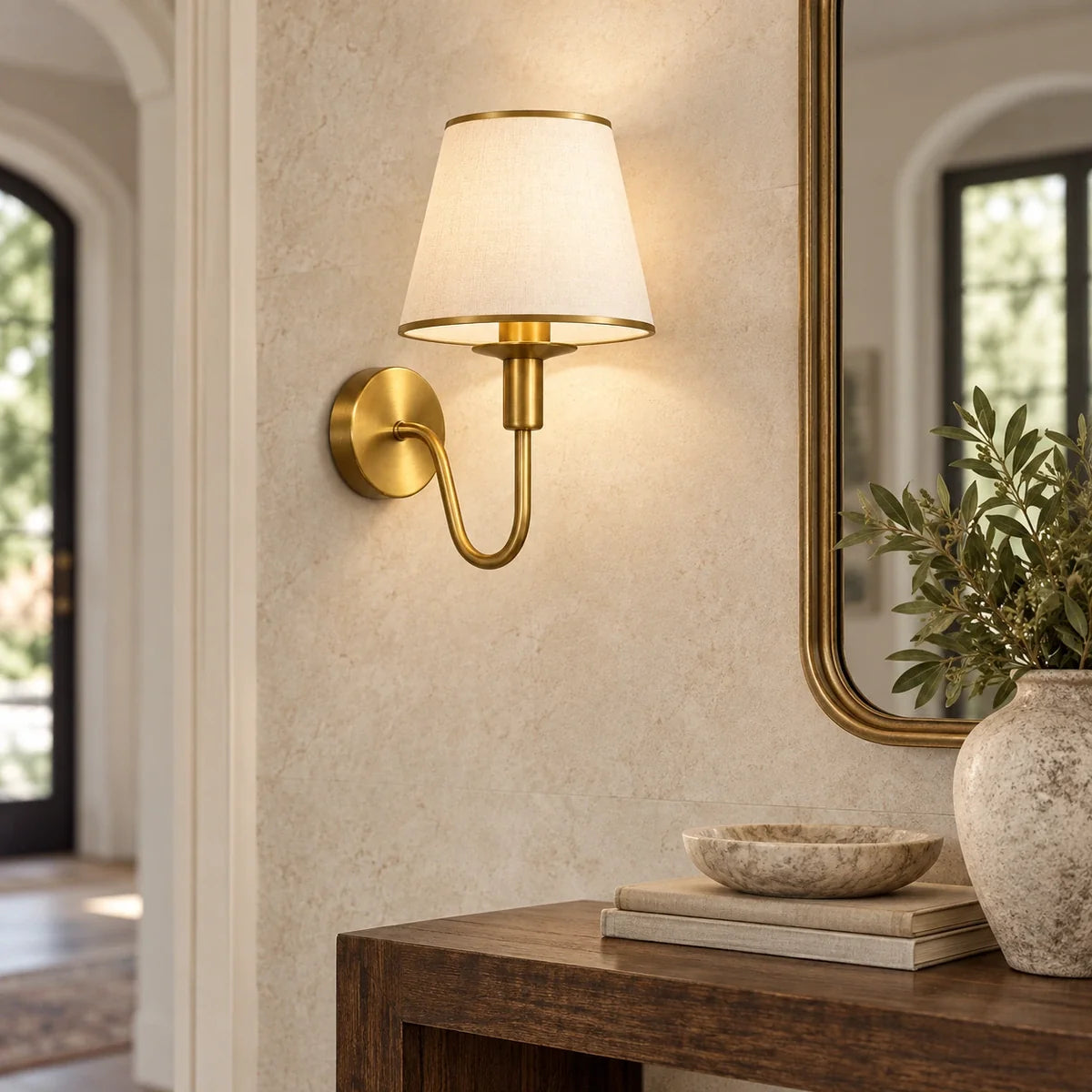 Bliss & Birch Curved Arm Shaded Wall Sconce