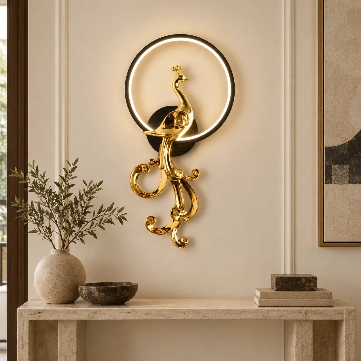 Bliss & Birch Peacock Ring Wall Sculpture Light — Left