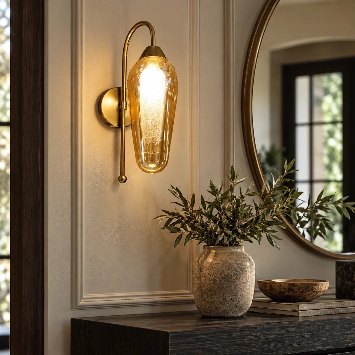 Bliss & Birch Amber Capsule Glass Wall Light