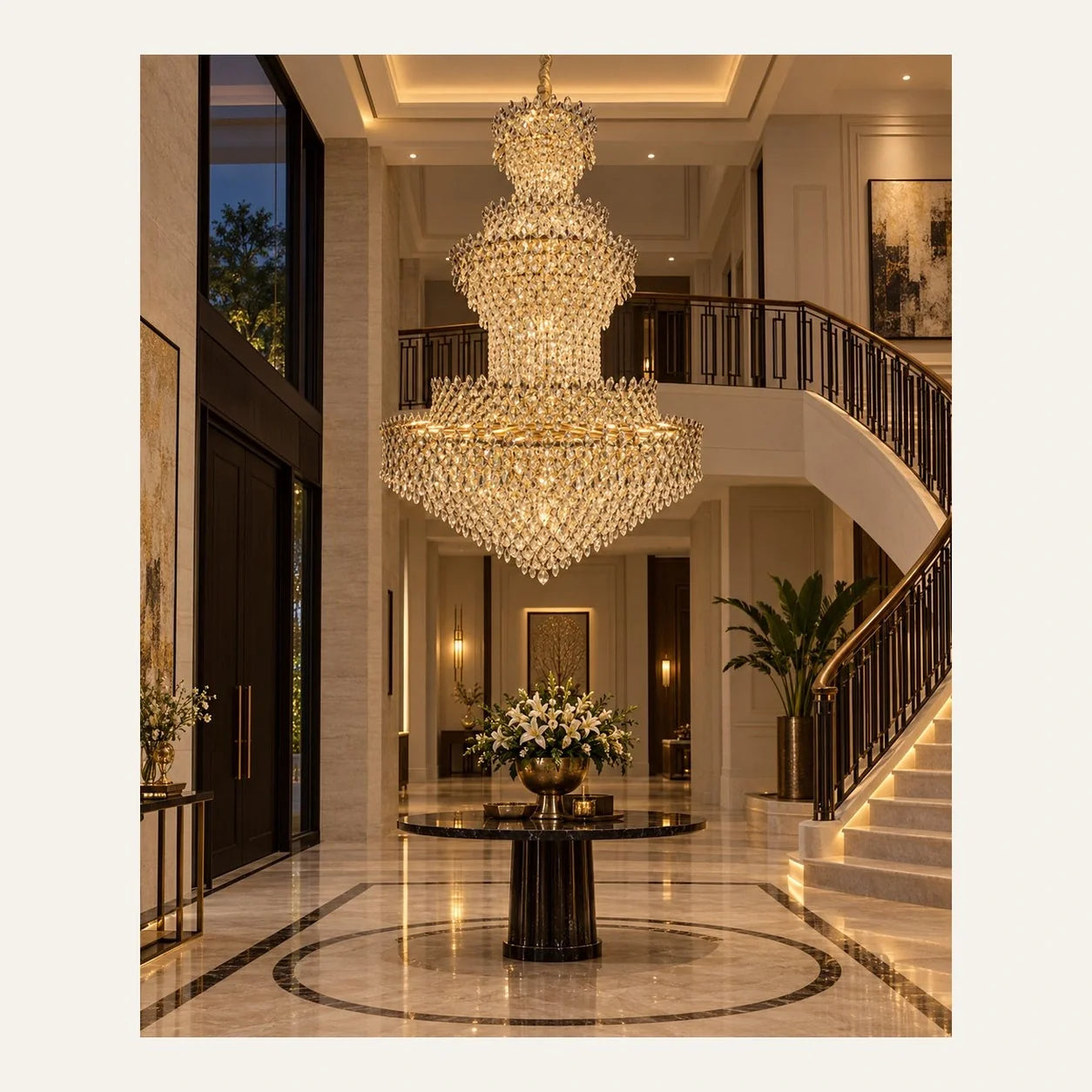 Bliss & Birch Grand Three-Layer Crystal Basket Chandelier