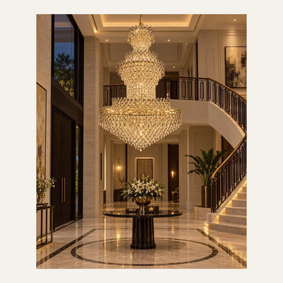 Bliss & Birch Grand Three-Layer Crystal Basket Chandelier