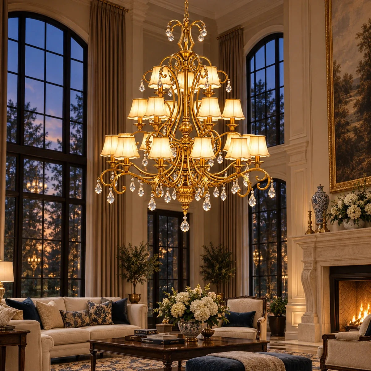 Bliss & Birch Scroll-Arm Three-Tier Chandelier