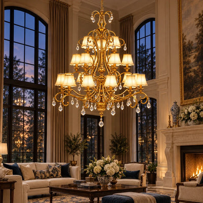 Bliss & Birch Scroll-Arm Three-Tier Chandelier