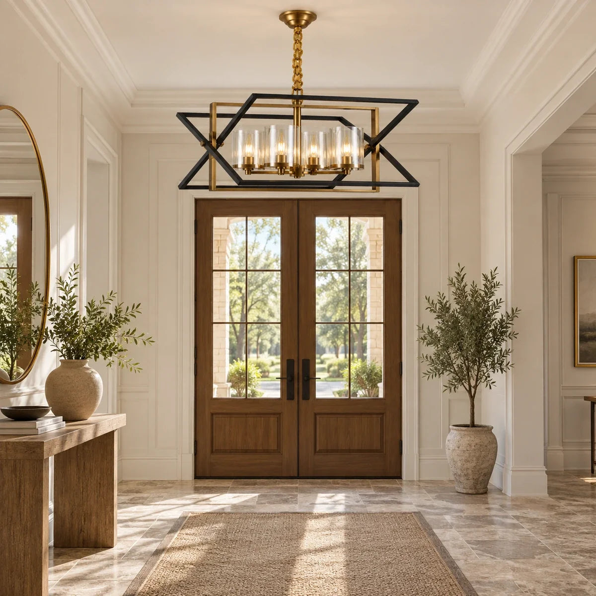 Bliss & Birch Geometric Lantern Four-Light Pendant