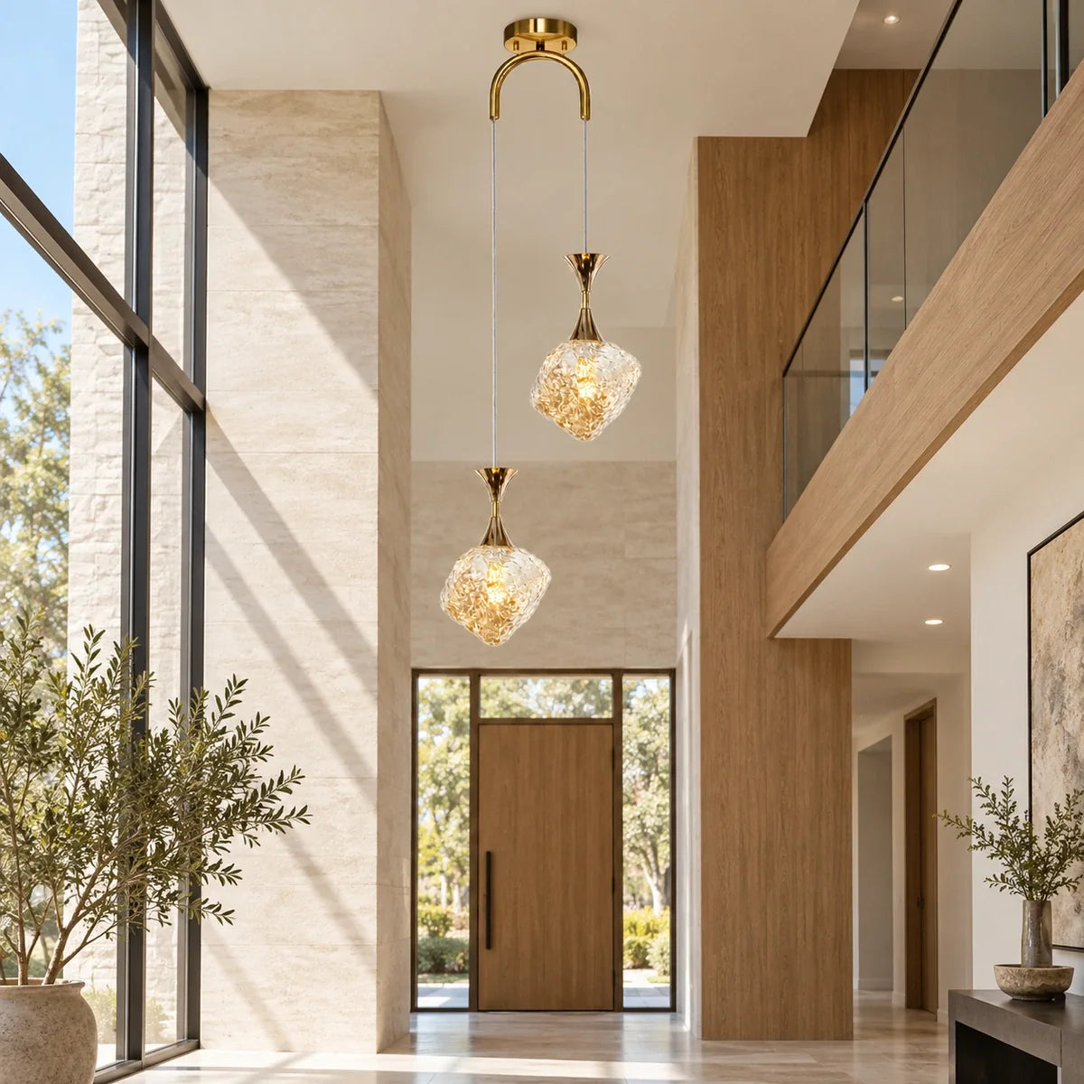 Bliss & Birch Textured Glass Two-Light Pendant
