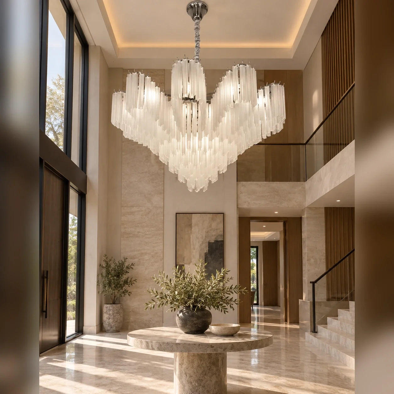 Bliss & Birch Frosted Glass Tiered Chandelier