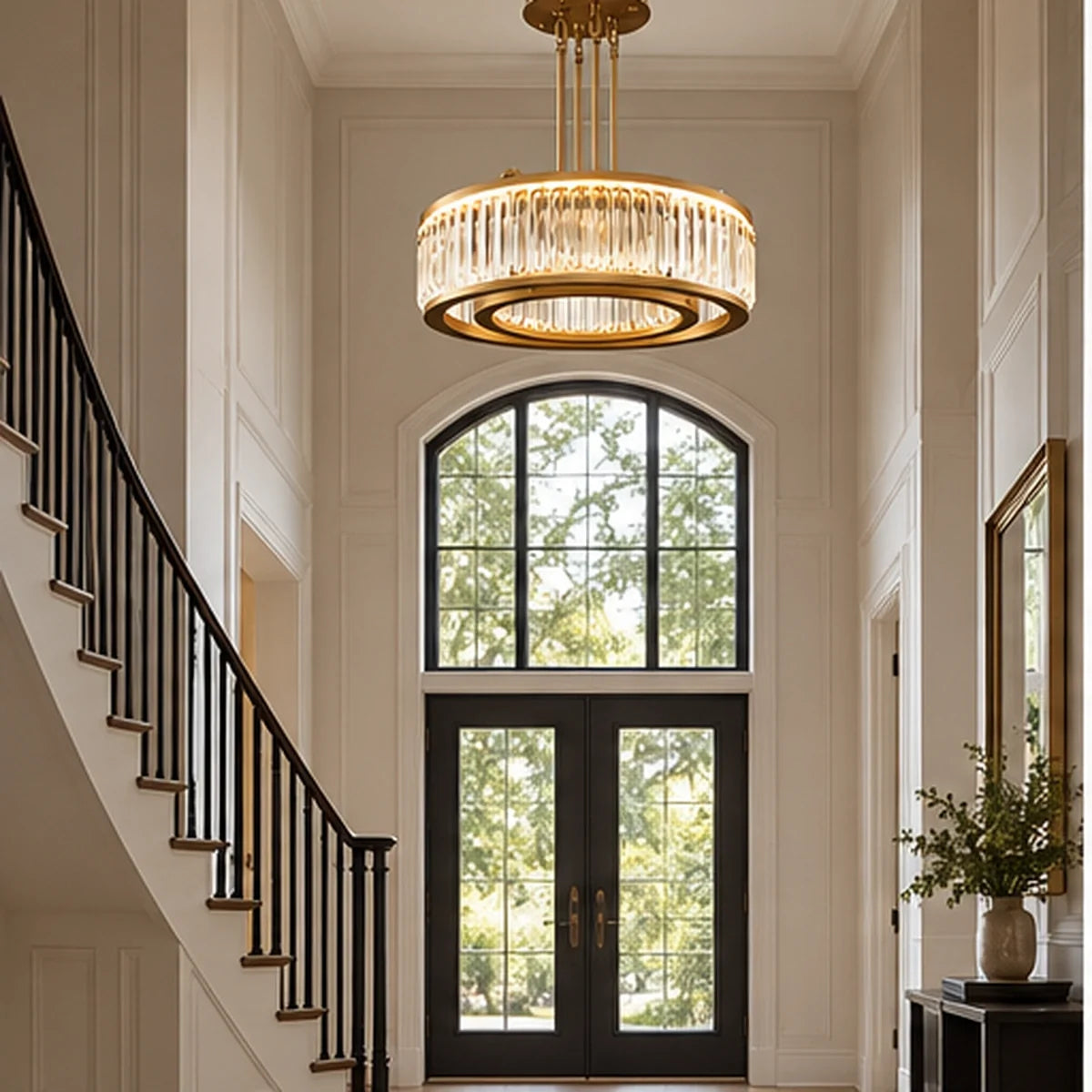 Bliss & Birch Antique Brass Crystal Ring Chandelier