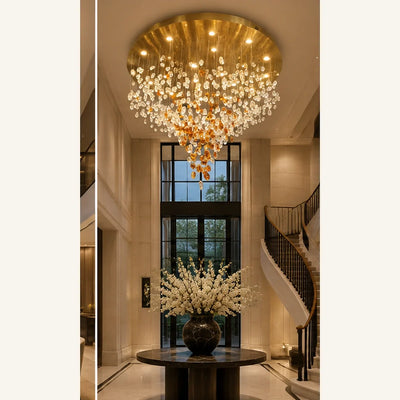 Bliss & Birch Amber Clear Glass Cascade Chandelier