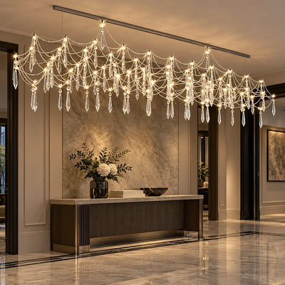 Bliss & Birch Chrome Crystal Draped Linear Chandelier