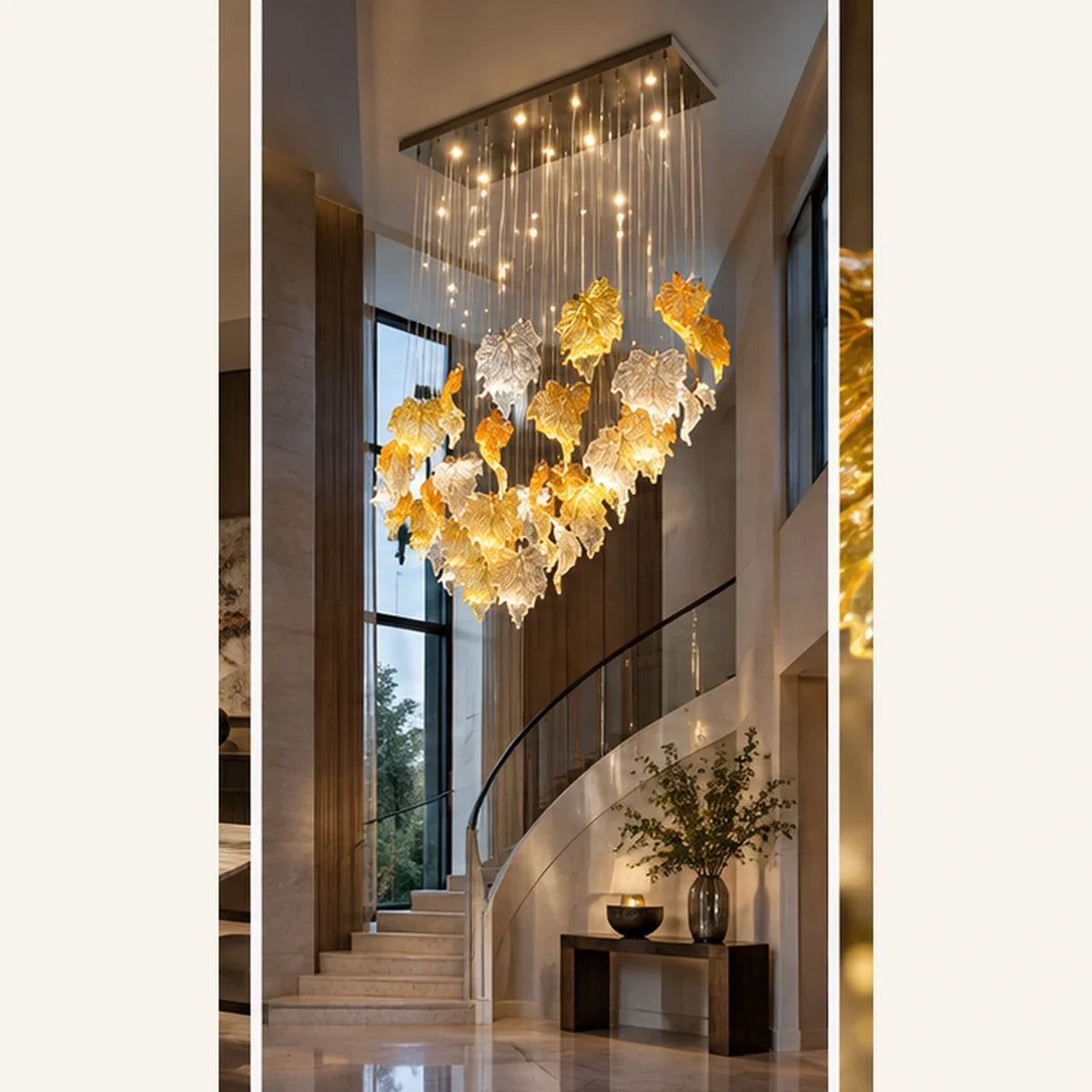 Bliss & Birch Amber Clear Ruffled Glass Cluster Chandelier
