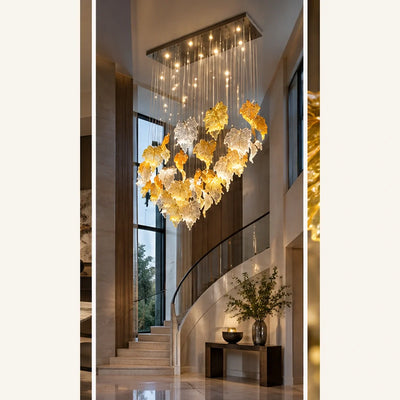Bliss & Birch Amber Clear Ruffled Glass Cluster Chandelier