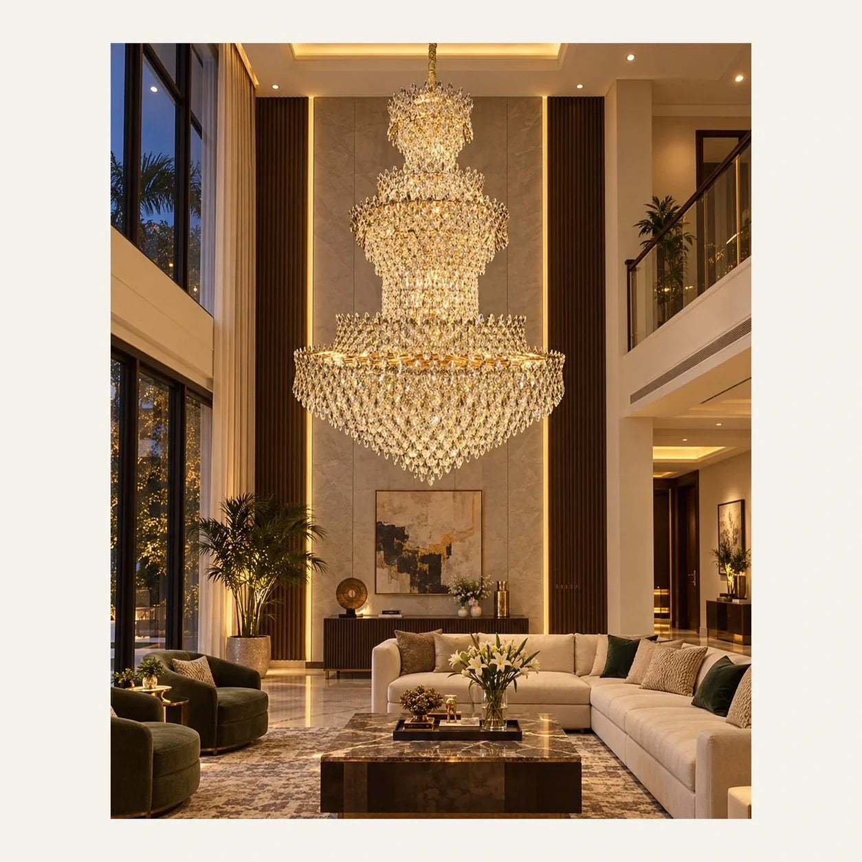 Bliss & Birch Grand Three-Layer Crystal Basket Chandelier