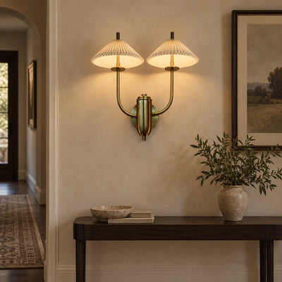 Bliss & Birch Twin Pleated Cone-Shade Wall Sconce
