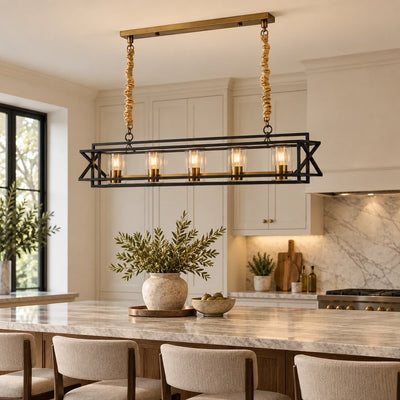 Bliss & Birch Rectangular Glass Frame Chandelier