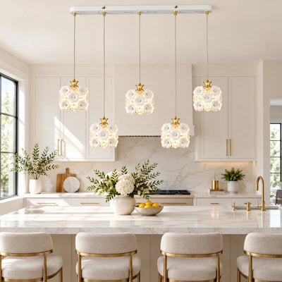 Bliss & Birch Floral Ceramic Five-Shade Pendant Cluster