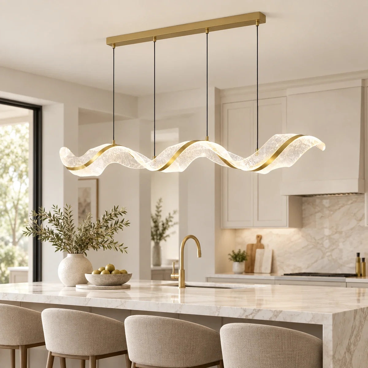 Bliss & Birch Sculptural Wave LED Chandelier