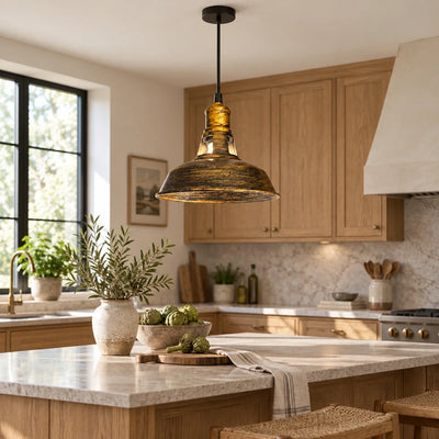 Bliss & Birch Distressed Antique-Gold Dome Pendant