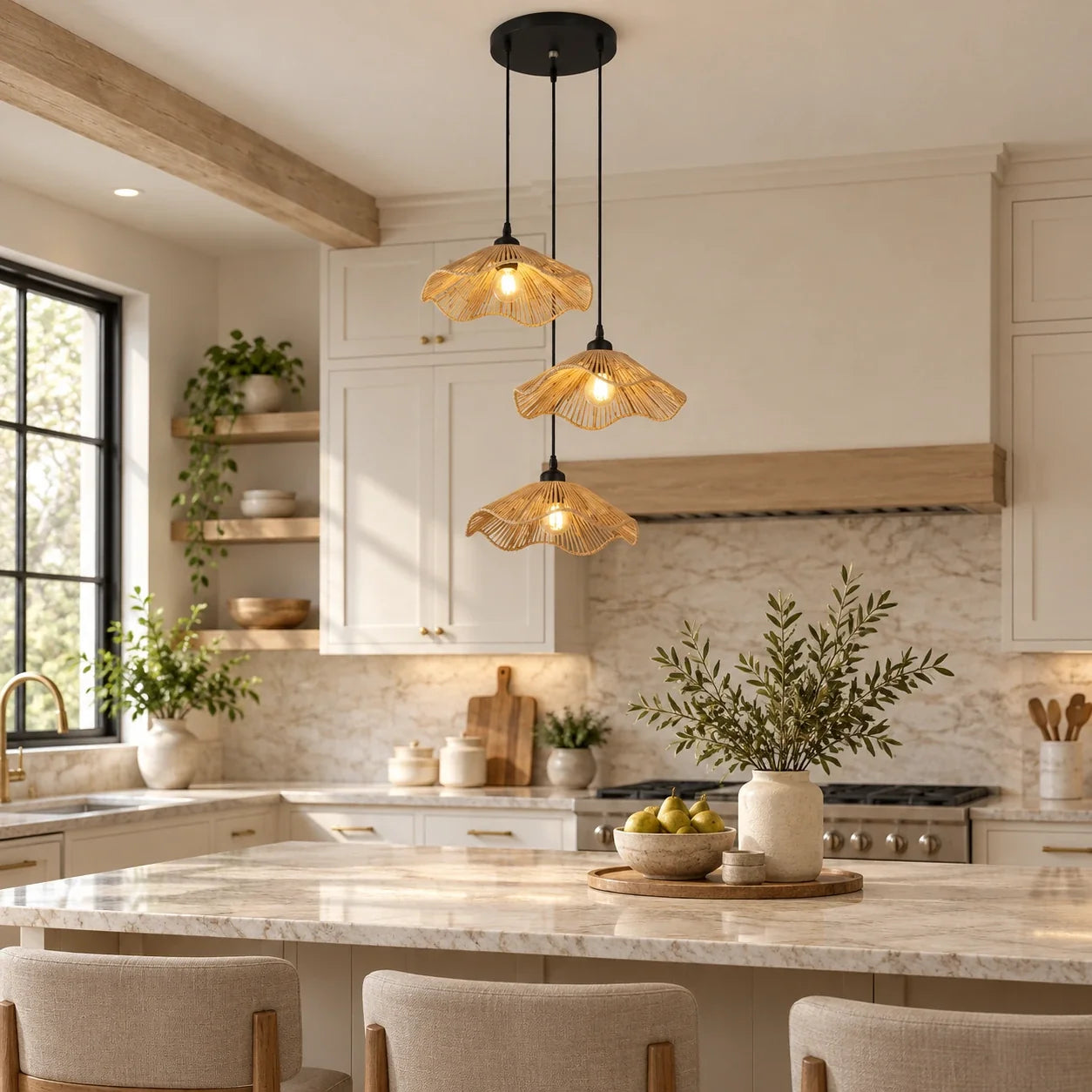 Bliss & Birch Lotus Weave Three-Light Pendant Cluster