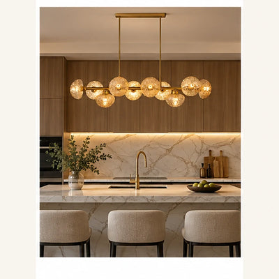 Bliss & Birch Gold Amber Globe Linear Chandelier