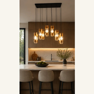 Bliss & Birch Black Amber Twelve-Light Cluster Pendant