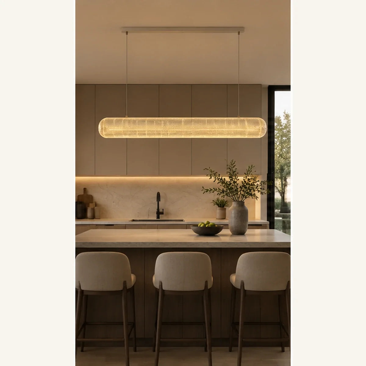 Bliss & Birch Clear Textured Acrylic Linear Pendant