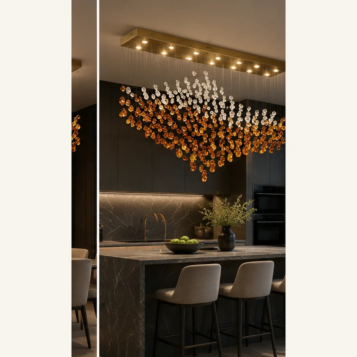 Bliss & Birch Amber Clear Crystal Wave Linear Chandelier