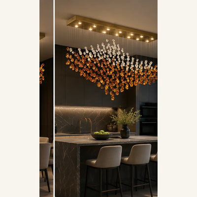 Bliss & Birch Amber Clear Crystal Wave Linear Chandelier