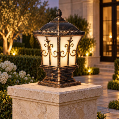 Bliss & Birch Ornate Frosted Panel Pillar Light
