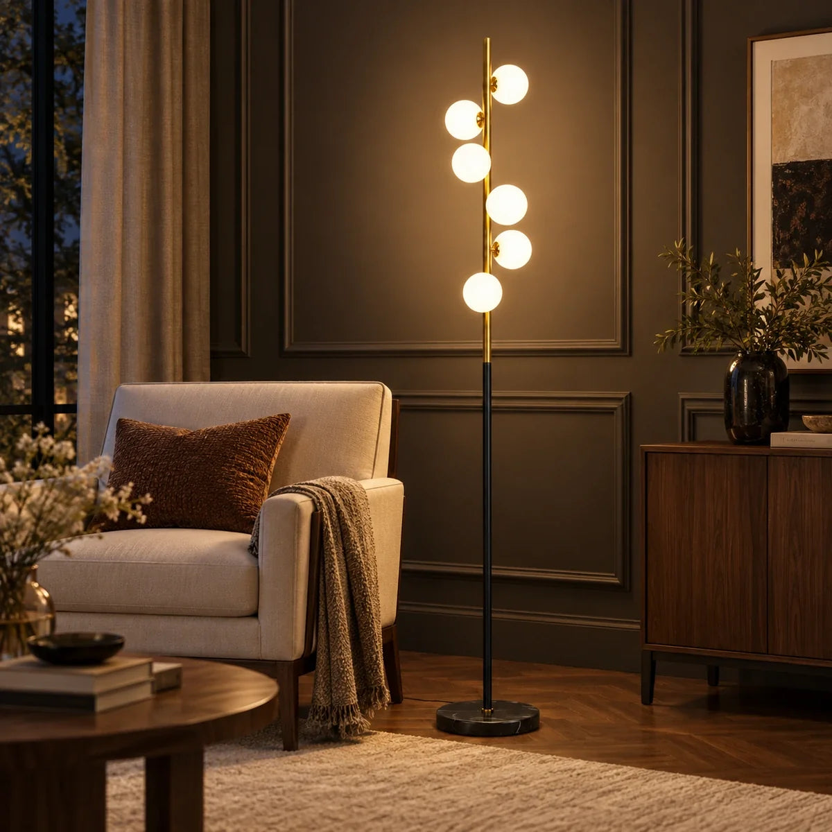 Bliss & Birch Milky Globe Column Floor Lamp