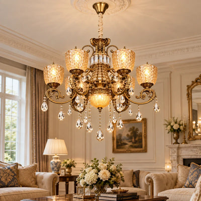 Bliss & Birch Amber Crystal Six-Light Chandelier