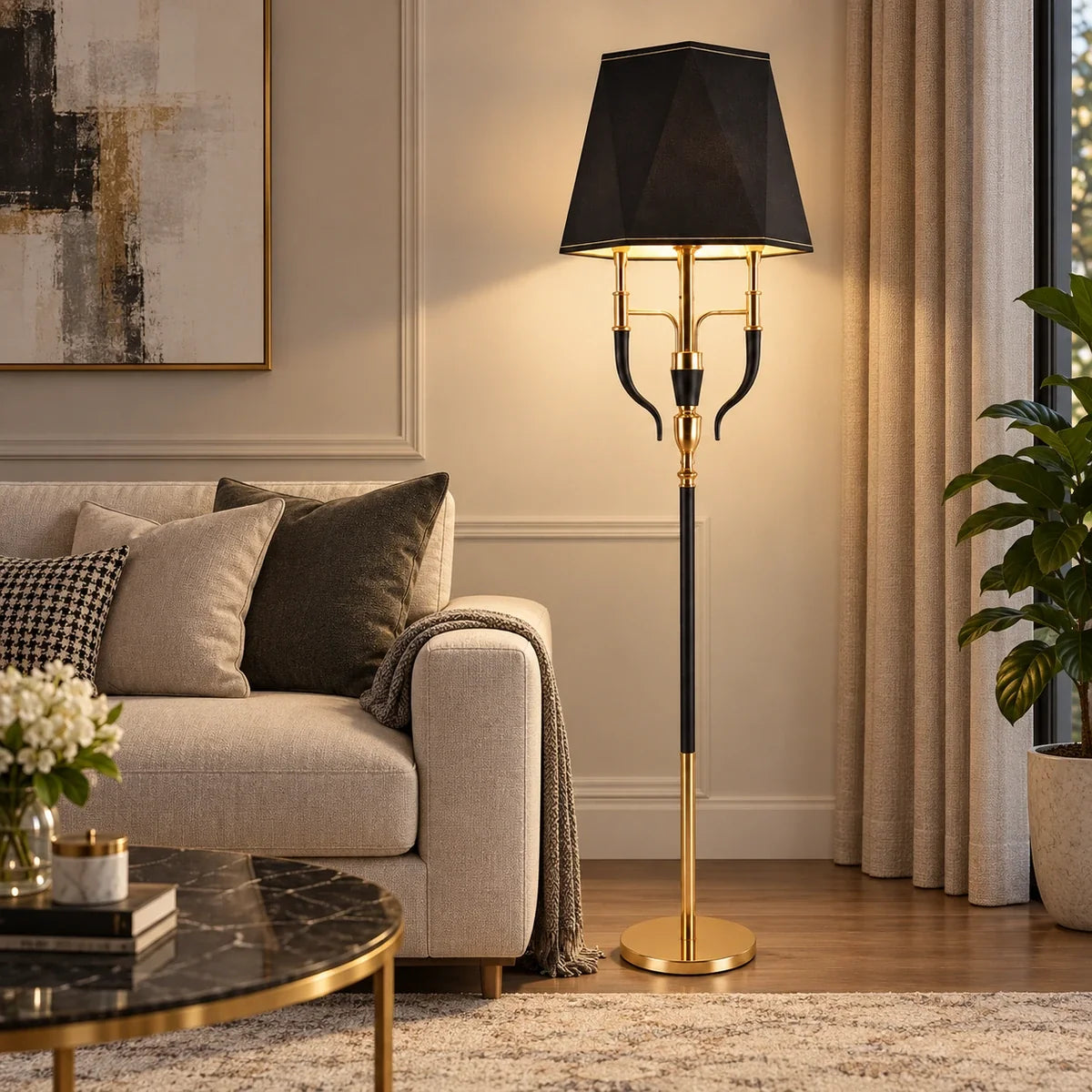 Bliss & Birch Three-Arm Shaded Floor Lamp