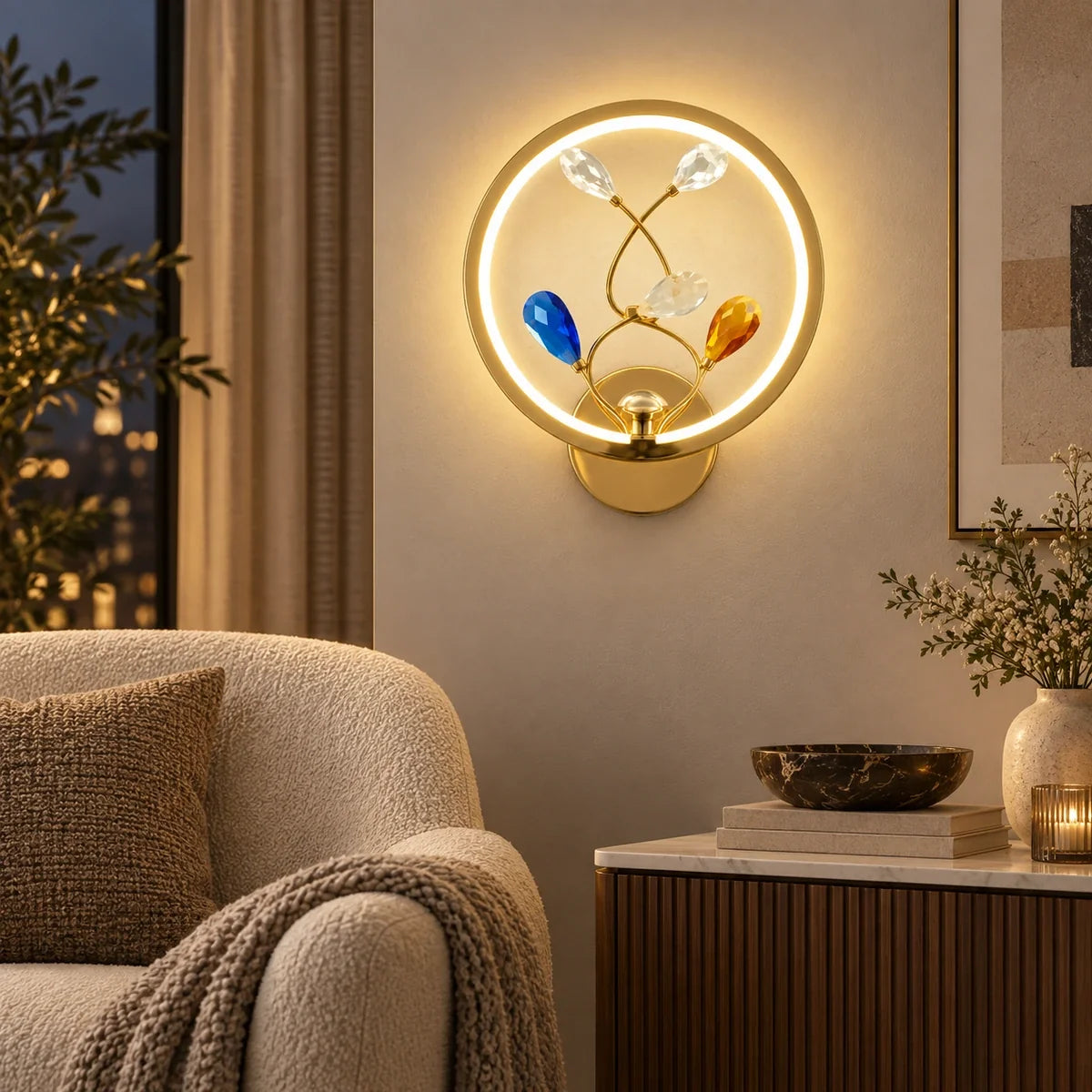 Bliss & Birch Botanical Ring Illuminated Wall Art