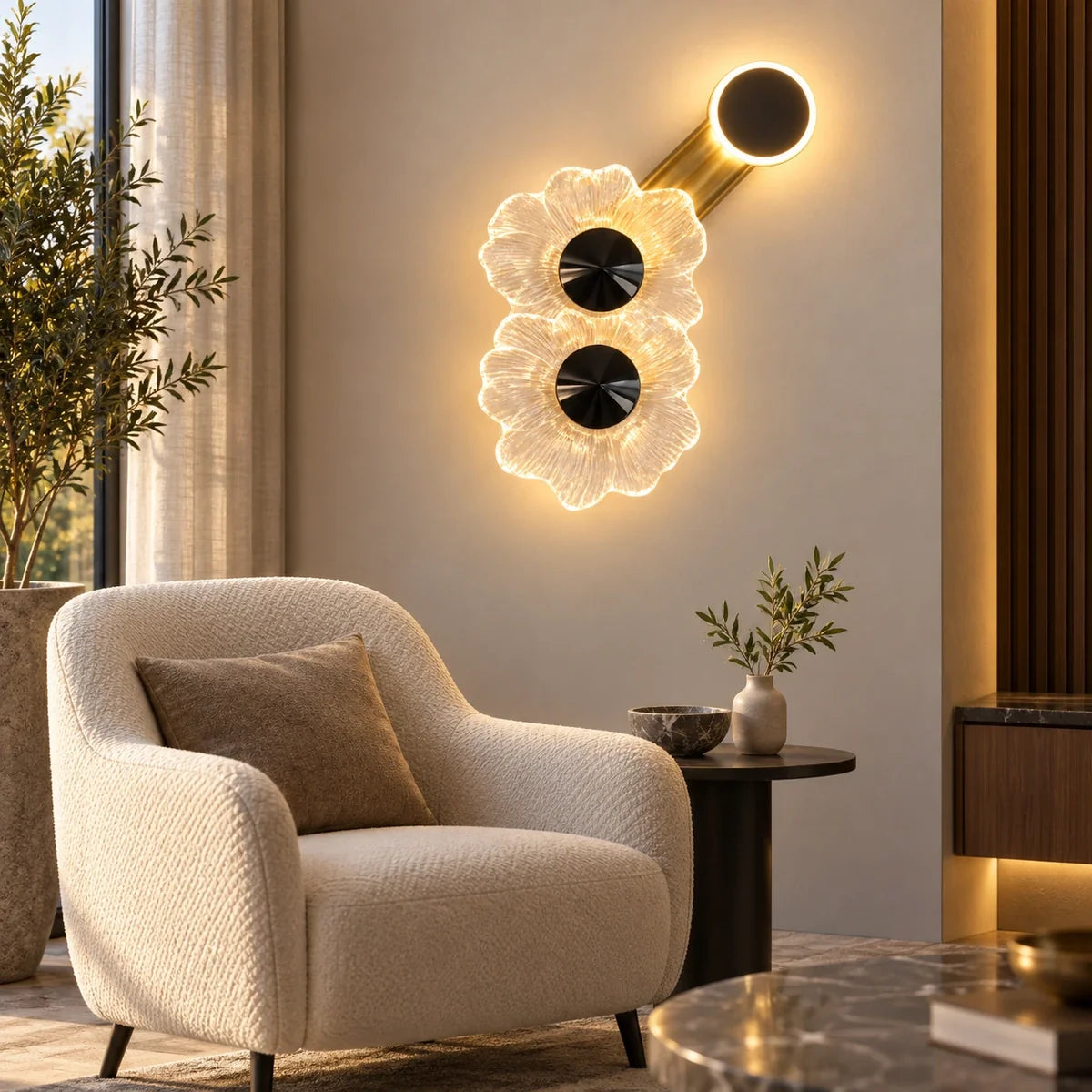 Bliss & Birch Floral Halo Illuminated Wall Art