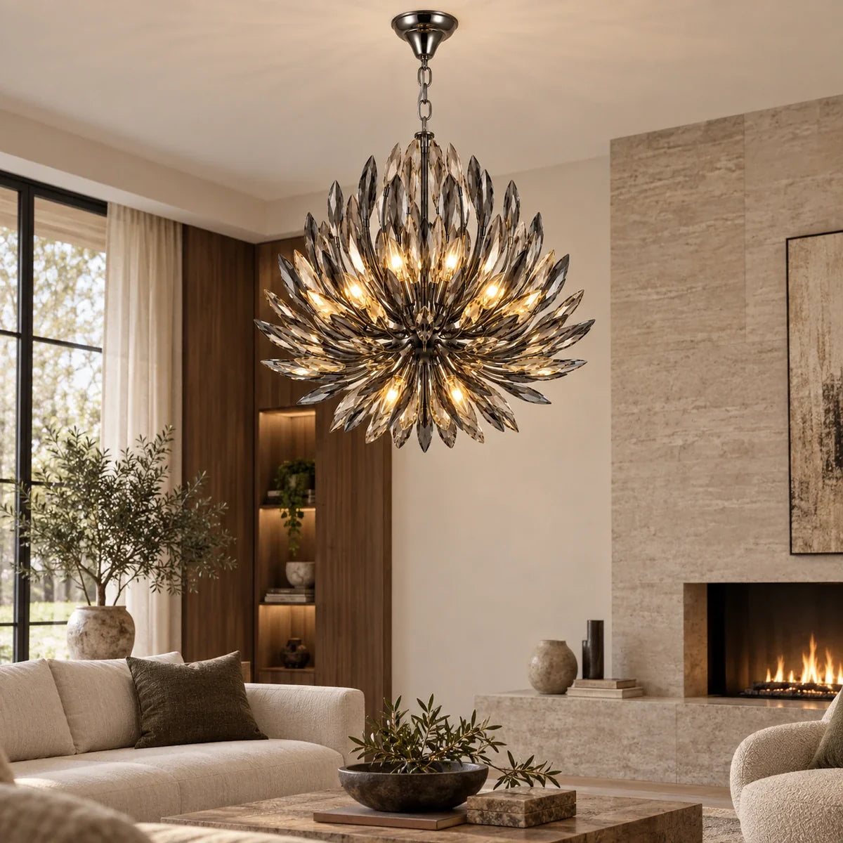 Bliss & Birch Smoke Crystal Branch Chandelier