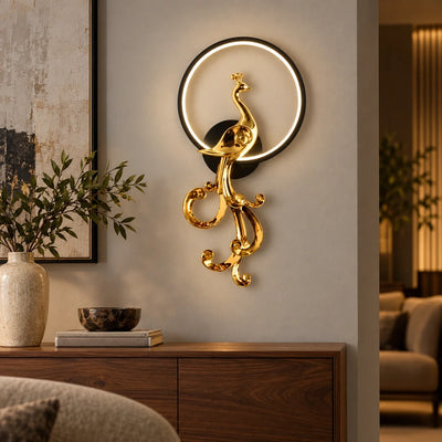 Bliss & Birch Peacock Ring Wall Sculpture Light — Left
