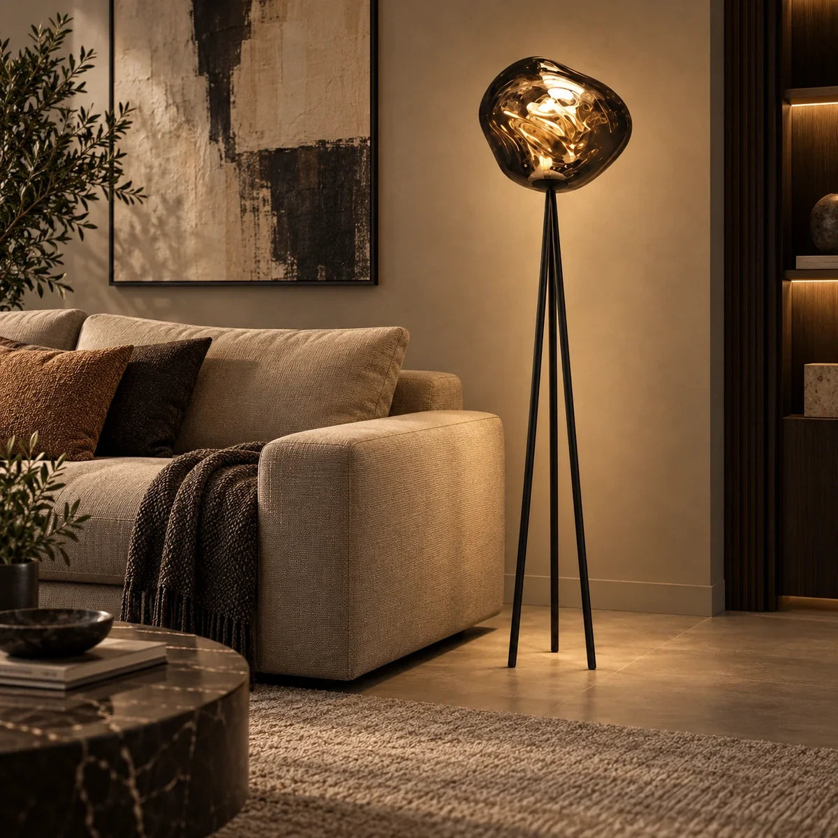 Bliss & Birch Smoke Globe Tripod Floor Lamp