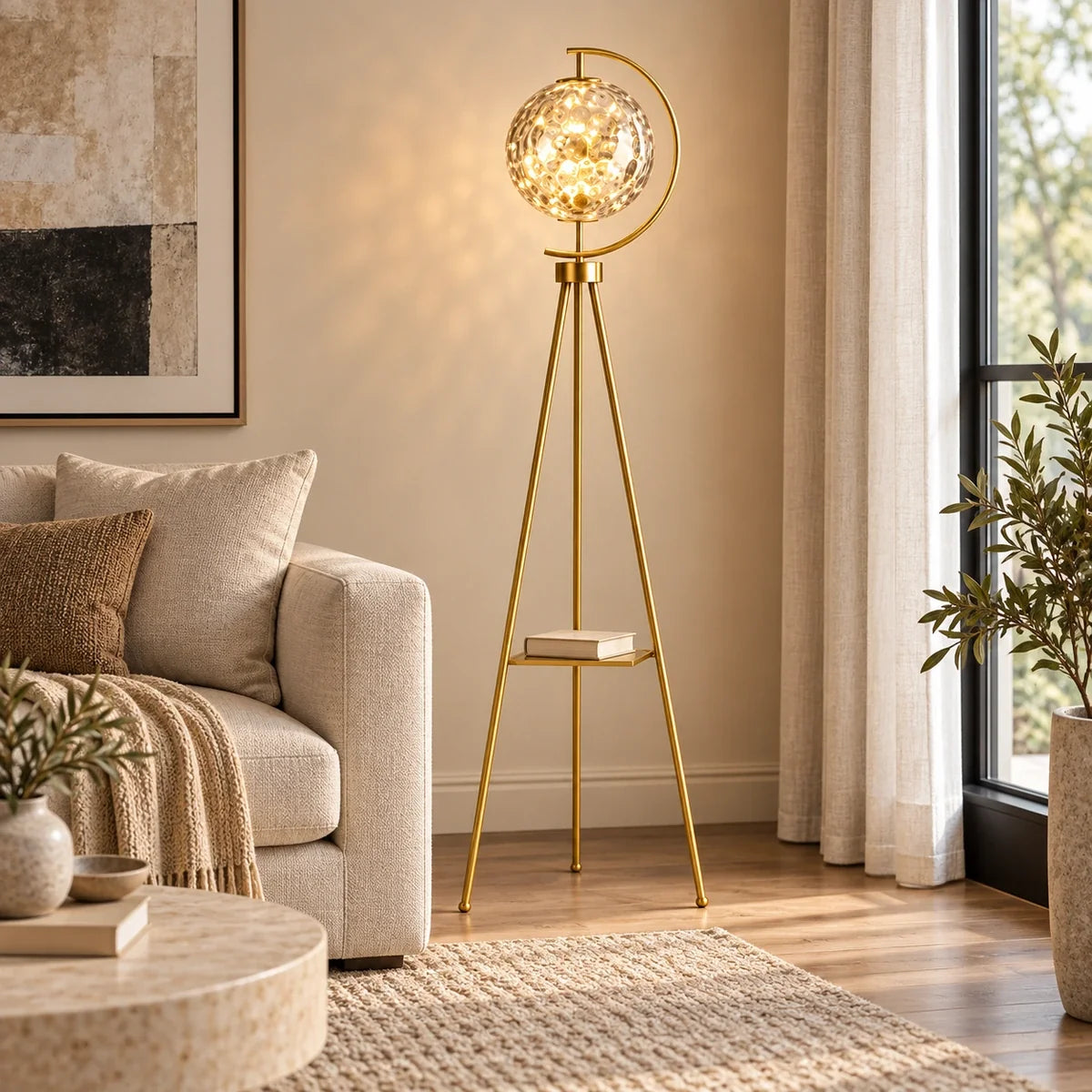 Bliss & Birch Patterned Globe Tripod Floor Lamp